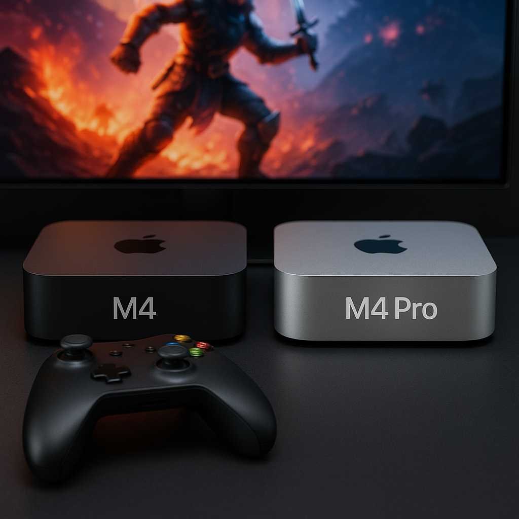 Side-by-side view of Apple Mac Mini M4 vs Mac Mini M4 Pro showcasing design and performance comparison for professional and gaming use.